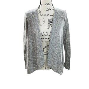 Green Envelope Womens Size S Gray Open Front Lightweight Knit Cardigan Sweater
